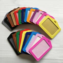 PU Leather Material Card Sleeve Sets Women ID Badge Case Clear Bank Credit Card Badge Holder Bags School Student Bus Card Cover