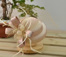 Satin Fascinator Hat With Veil, Bridal Rhiunstone Beaded Hat Fashion Hat for Women Ladies