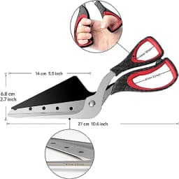 Multifunctional Pizza Scissors Stainless Steel Blade Detachable Cutting Tools Ergonomic Grip Black&Red for Restaurant Kitchen