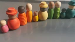 Wooden Montessori Toys Handmade Rainbow Peg Dolls Together Stacking Figurines Blocks For Children Open-ended Play