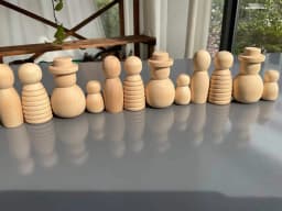 Wooden Montessori Toys Handmade Rainbow Peg Dolls Together Stacking Figurines Blocks For Children Open-ended Play