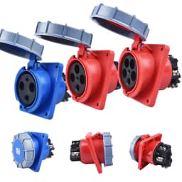 IP67 Waterproof Explosion-proof Industrial Plug and Socket 16A 32A 63A 125AInward Tilt Socket Panel Mounted 220V 380V 415V