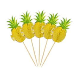 20/40Pcs Pink Flamingo Aloha Cake Toppers Food Fruit Picks Summer Hawaii Pineapple Cupcake Toppers For Wedding Party Cake Decor