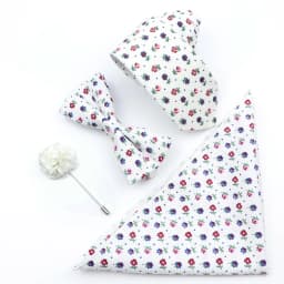 New Colorful Cotton Floral Men Tie Brooch Set Pink White Yellow Necktie Bowtie Suit Vintage For Groom Business Wedding Party