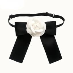 Camellia Bow Tie Brooch for Women's and Girl Suits White Shirt Collar Flower British Korean Fashion Handmade Ribbon Bowtie Pins