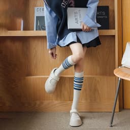 Pink striped socks, long leg and knee length socks, minimalist spring/summer cotton socks
