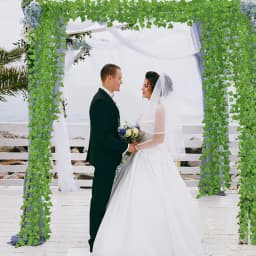 2.1M Artificial Plant Green Ivy Leaf Garland Silk Wall Hanging Vine Home Garden Decoration Wedding Party DIY Fake Wreath Leaves