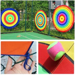 Outdoor Dartboard Game Set with Round Cloth Dart Board Sticky Ball Target Toy 20 Balls Parent-Child Interaction Sport Fun