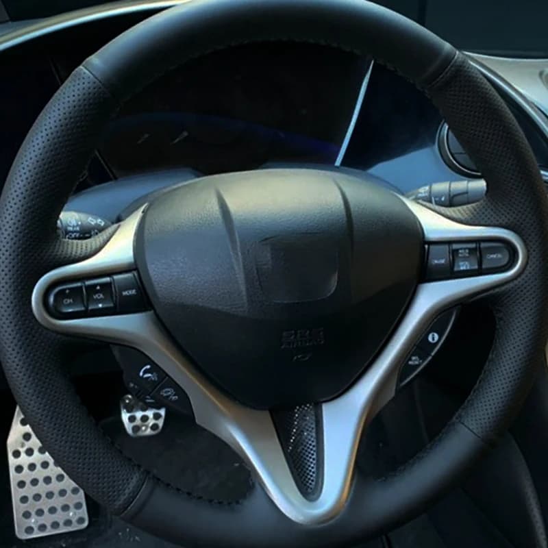 DIY Black Hand Stitch Microfiber Leather Car Steering Wheel Cover For Honda Civic Old Civic 2006 2007 2008 2009 2010 2011