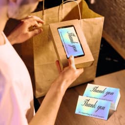 50pcs/pack Laser Thank You Card For Supporting Business Package Decoration Holographic Card Rainbow Thank You Card