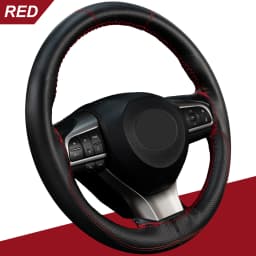 Black/Red/Blue Leather DIY Car Steering Wheel Cover Protection Needle 38cm 15" Sticker Genuine Accessories Styling Seat Silicone