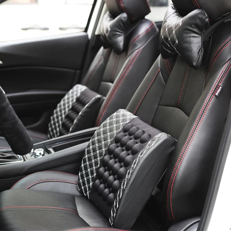 Electric Car Massage Lumbar Support Cushion Car Neck Pillow Seat Head Neck Auto Seat Back Cushion Waist Headrest Safety Support