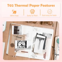 Phomemo Thermal Paper for T02/M02X Portable Printer Self-adheisve Labels Sticky Fit DIY Photo Texts Study Notes 53mm Printing