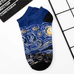 Women's New Retro Art Mural World Famous Oil Painting Series Funny Angel Mona Lisa Scream Van Gogh Starry Sky Short Ankle Socks