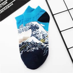 Women's New Retro Art Mural World Famous Oil Painting Series Funny Angel Mona Lisa Scream Van Gogh Starry Sky Short Ankle Socks
