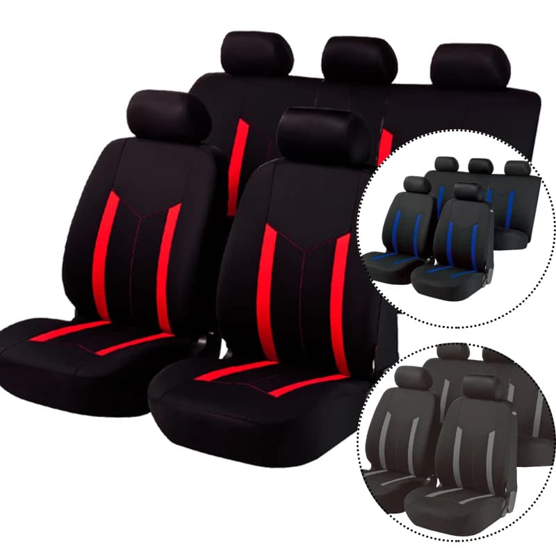 AUTOKING Car Accessories Interior Universal Polyester Car Seat Covers Set Sport Style Fit for Most Car SUV Van Seat Cushion