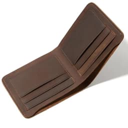 100% Full Cow Genuine Leather Wallet Men Simple Design Handmade Horizontal Small Bifold Purse for Men