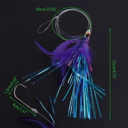 Tied up Saltwater Octopus Bait With Feather Hook/Lead Head Hook Long Tail String Hook Trolling Skirt Lure Accessories Tackle