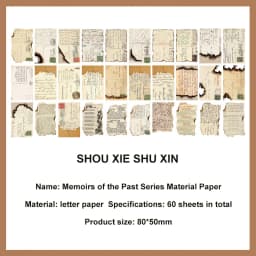 JIANWU 60 Sheets Vintage Literature Art Memo Pad DIY Scrapbooking Journal Background Decoration Material Notes Paper Stationery