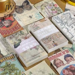 JIANWU 60 Sheets Vintage Literature Art Memo Pad DIY Scrapbooking Journal Background Decoration Material Notes Paper Stationery