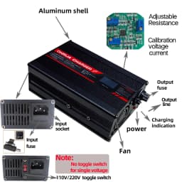 24V 10A Charger Smart Aluminum Case Is Suitable For 2S 24V LCD Dispay Lead Acid Battery OLED Display Fast Charger OHRIJA