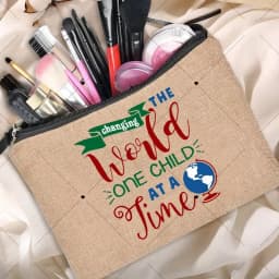 Teacher Gift Linen Pouch Women Neceser Makeup Bag Travel Toiletry Organizer Back To School Cosmetic Bag Travel Organizer