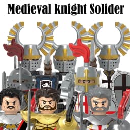 Medieval Infantry Knight Figures Building Blocks England Wars Rose Soldier Castle Military Army Guard Helmet Weapons Bricks Toys
