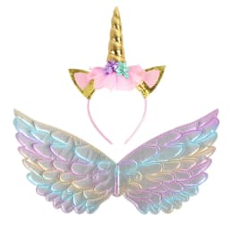 Unicorn Headband Fairy Angel Wings Kids Gift Girls Rainbow Unicorn Birthday Party Decoration Cosplay Props Supplies Baby Shower