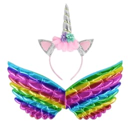 Unicorn Headband Fairy Angel Wings Kids Gift Girls Rainbow Unicorn Birthday Party Decoration Cosplay Props Supplies Baby Shower