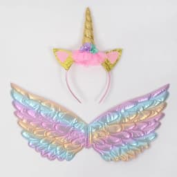 Unicorn Headband Fairy Angel Wings Kids Gift Girls Rainbow Unicorn Birthday Party Decoration Cosplay Props Supplies Baby Shower