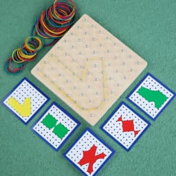 Children Math Wooden Toys Set Geometric Shape Rubber Band Nailboard Game Montessori Educational Creative Toy Fine Christmas gift