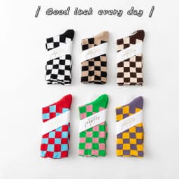 Korea Funky Harajuku Trend Women Checkerboard Socks Geometric Checkered Socks Men Hip Hop Cotton Unisex Streetwear Novelty Socks