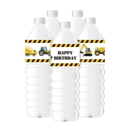 24pcs Construction Trucks Water Bottle Wrappers Trucks Water Bottle Labels Kids Birthday Party Decor Supplies Trucks Baby Shower