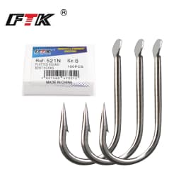 FTK Flatted Round Bent Hooks 100pcs/lot Size1#-Size10# Fishing Hook High Carbon Steel Fishhook For Fishing