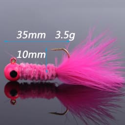 Fishing Crappie Jig Heads 5PCS Marabou Feather Jig Head Hooks Fishing Lures Kit for Walleye Panfish Sunfish Bluegill Perch Bait
