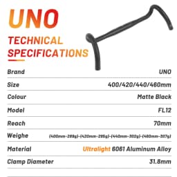 UNO FL12 Gravel Bike Handlebar 31.8x400/420/440/460mm Outer Drop Bar Ultralight Bicycle Handle Road Bicycle Flared Bar