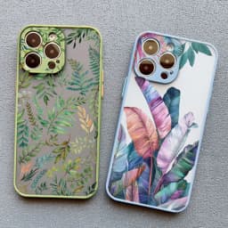 Palm Tree Leaves Plant Flower Phone Case for iPhone X XR XS 17 15 11 12 13 14 Pro Max 16 15 14 Plus Back Shockproof Cover Funda