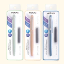 Natami Fountain Pen Fine Hooded Nib Converter 1 Ink Cartridge Pastel Color Lightweight Smooth Writing Aluminum Trim Metal Clip