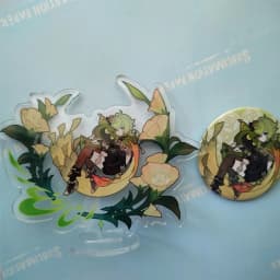 Game Impact Windblume's Breath Illustration 58mm Brooch Pin Cosplay Anime Badge Accessories For Clothes Backpack Bag Gifts