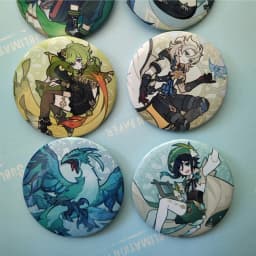 Game Impact Windblume's Breath Illustration 58mm Brooch Pin Cosplay Anime Badge Accessories For Clothes Backpack Bag Gifts