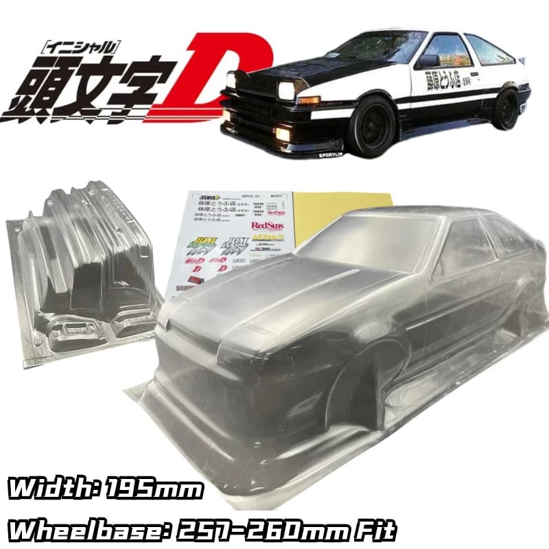 1/10 AE86 LEVIN 2DR Drift RC PC Body Shell 195mm Width 260mm Wheelbase Transparent No Painted For RC Hsp Hpi Mst Yokomo Tamiya