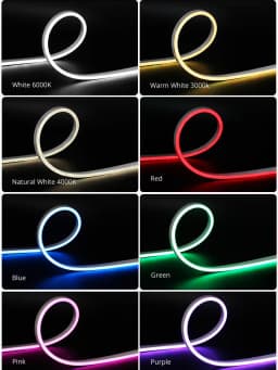6mm Flexible LED Neon Strip Light With Power Adapter Touch Dimmer Hand Sweep PIR Motion Sensor Switch Set