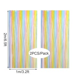 2Pcs Colorful Fringe Curtain Macaron Backdrops Tinsel Curtain for Girl Unicorn Mermaid Wedding Party Decoration Wedding