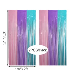 2Pcs Colorful Fringe Curtain Macaron Backdrops Tinsel Curtain for Girl Unicorn Mermaid Wedding Party Decoration Wedding