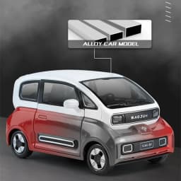 1:18 BAOJUN MINI EV Alloy New Energy Car Model Diecast Metal Toy Vehicles Car Model With Charging Pile Sound and Light Kids Gift