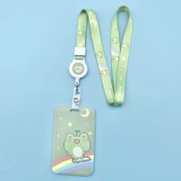 Green Cartoon Rainbow Frog Card Holder Campus Student Badge Work Access Card ABS Plastic Anti-lost telescopic lanyard Card Cover