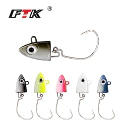 FTK Soft Black Minnow Jig Head 5g 12g 25g Fishing Lure Wobblers Jig Head Silicone Baits Crank Hook Jigging Bass Pike Zander