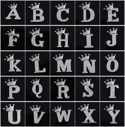 1Pcs Crown Alphabet A-Z Letters Metal 3D Shoe Charms Garden Shoes Accessories Decoration Fit Kids Girls Women Gift