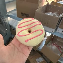 Simulated Donuts Round Fake Food Soft PU Bread Color Needle Pink Wall Decoration Chocolate Pendant Candy DIY Props Gift ASMR Toy