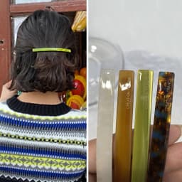 Korean version of the refreshing fruit green pearl white word clip spring hair clip ponytail clip short hair half hair thin clip